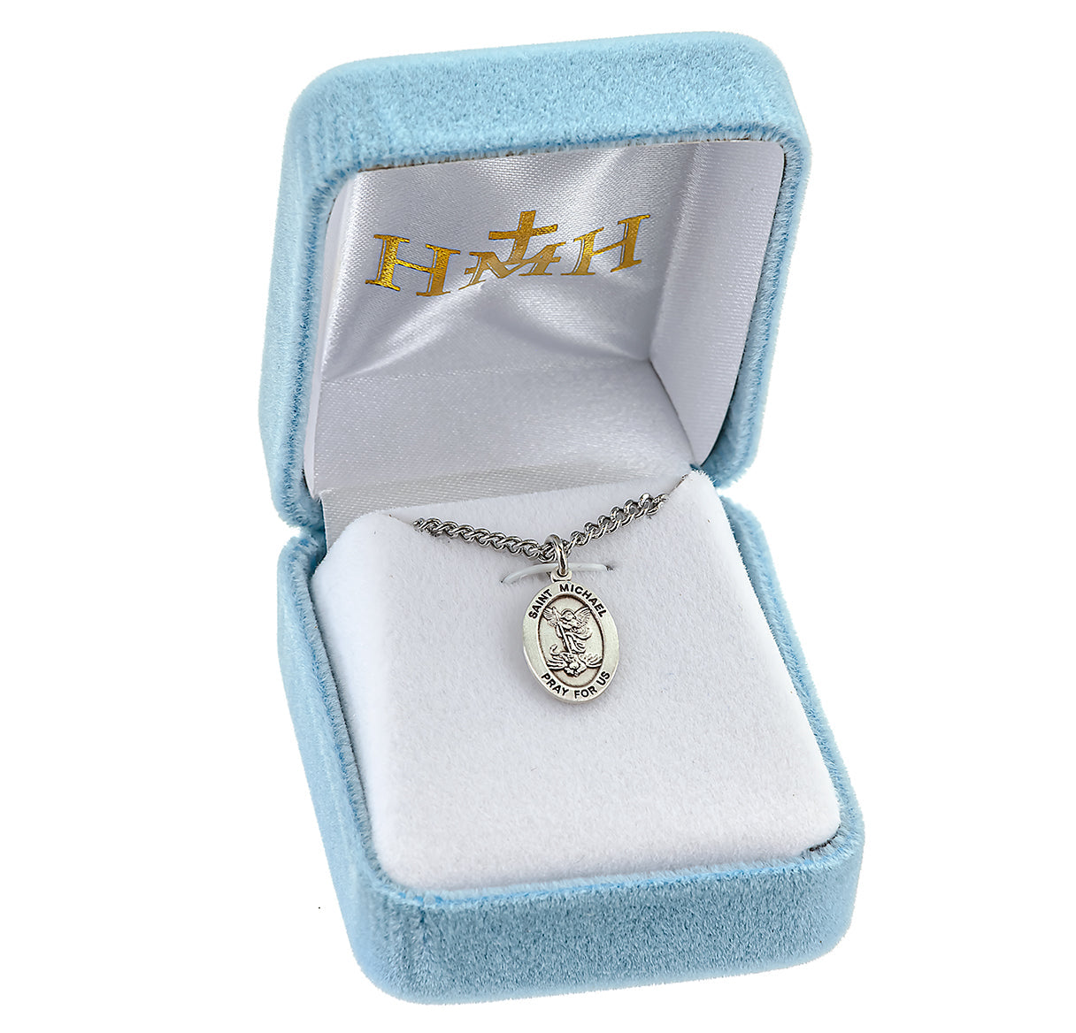 Saint Michael Archangel Oval Sterling Silver Medal Pendant with Chain | .925 Silver