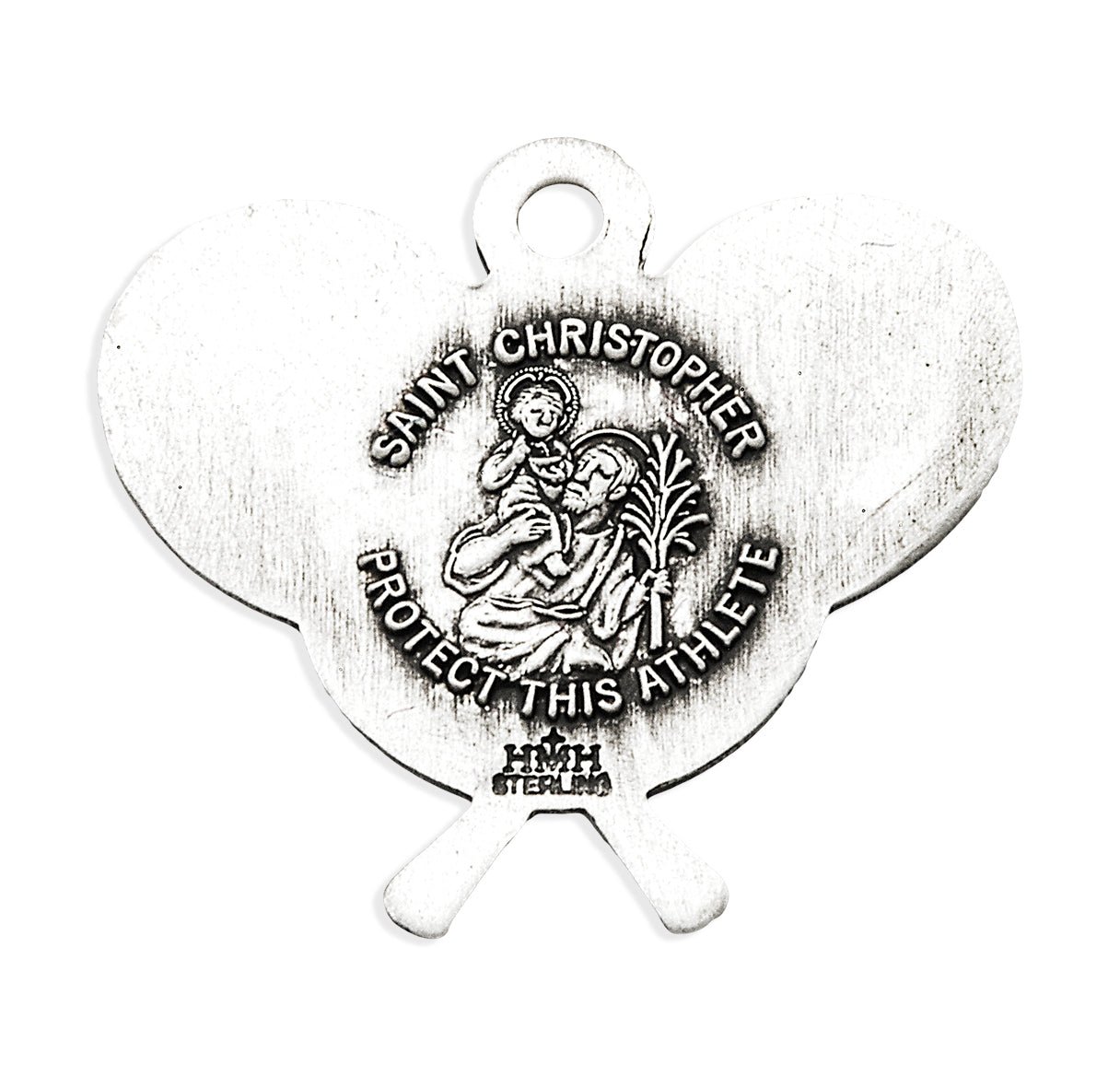 Saint Christopher Sterling Silver Tennis Athlete Medal Pendant with Chain | .925 Silver
