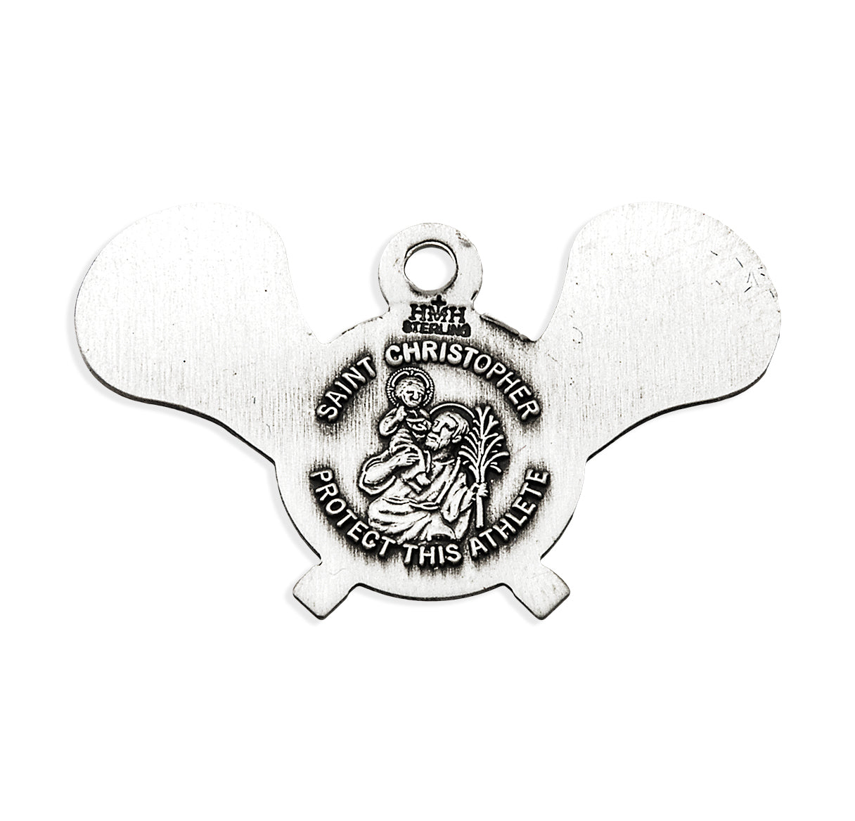 Saint Christopher Sterling Silver Lacrosse Athlete Medal Pendant with Chain | .925 Silver