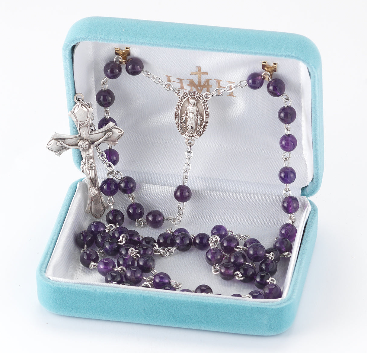 Genuine Amethyst Sterling Rosary | .925 Silver