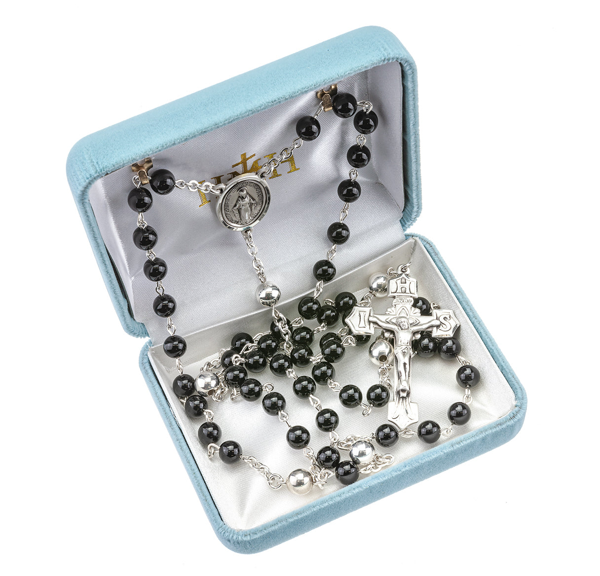 6mm Onyx Beads with Sterling Silver O.F. Beads and Findings | .925 Silver