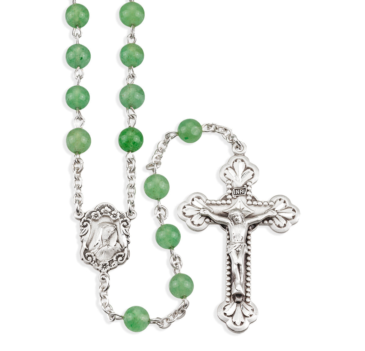 Genuine Aventurine Sterling Silver Rosary | .925 Silver