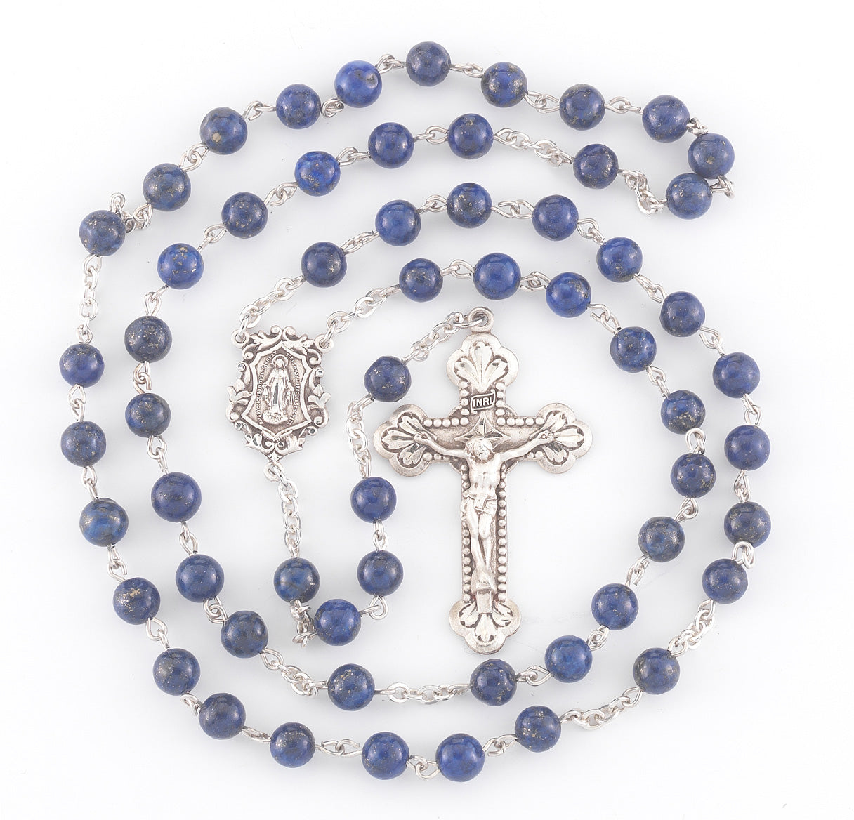 Genuine Lapis Sterling Silver Rosary | .925 Silver