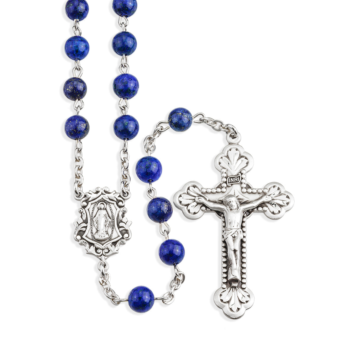 Genuine Lapis Sterling Silver Rosary | .925 Silver