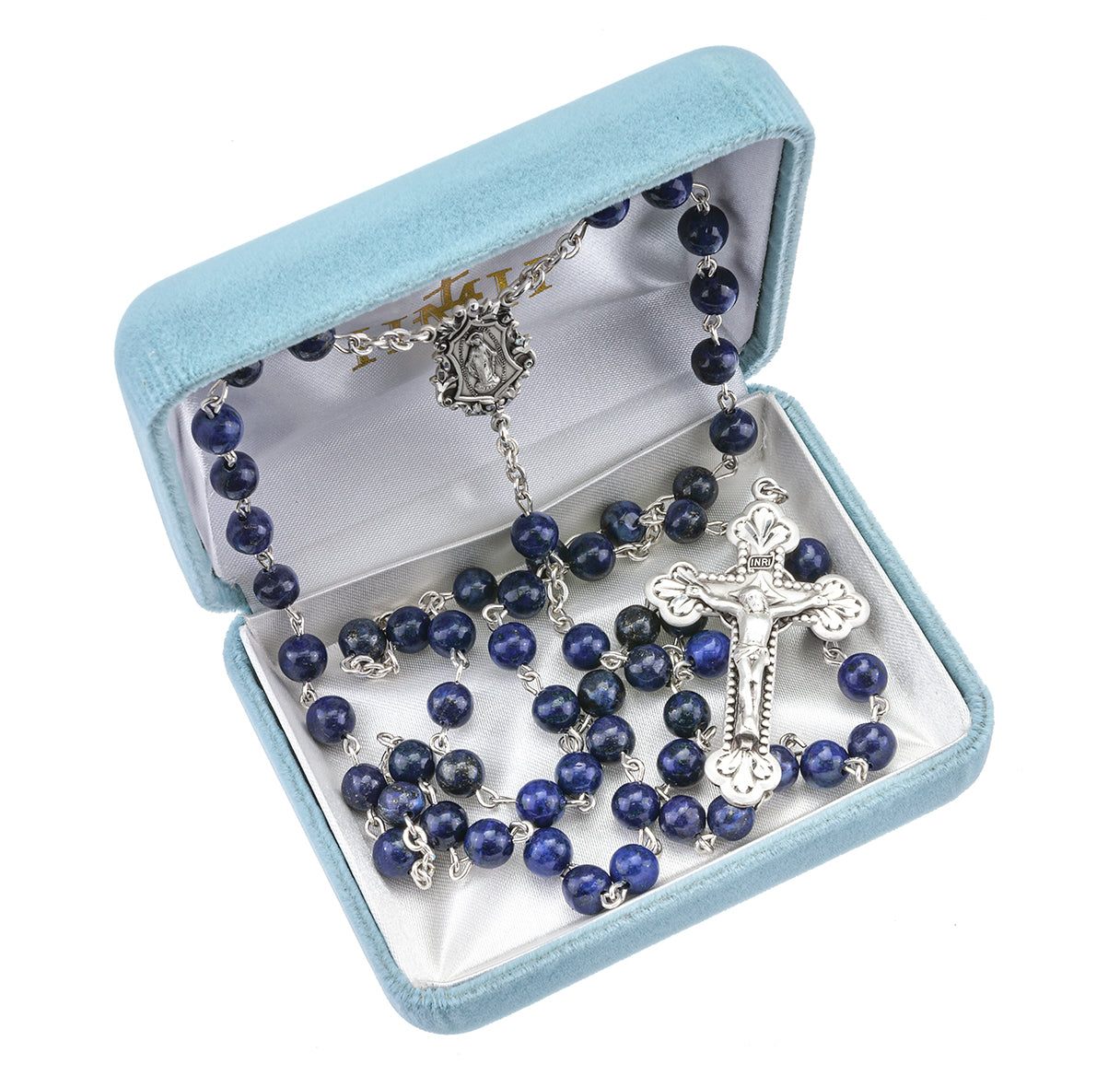 Genuine Lapis Sterling Silver Rosary | .925 Silver