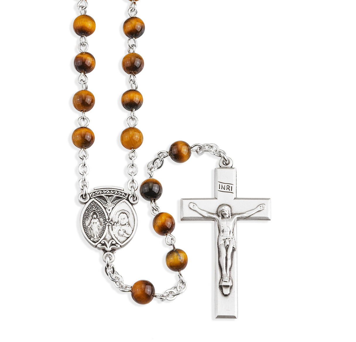 Genuine Tiger Eye Sterling Silver Rosary | .925 Silver