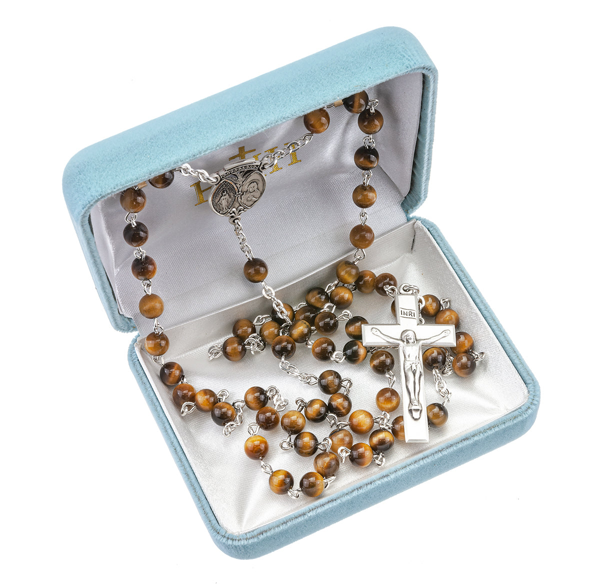 Genuine Tiger Eye Sterling Silver Rosary | .925 Silver