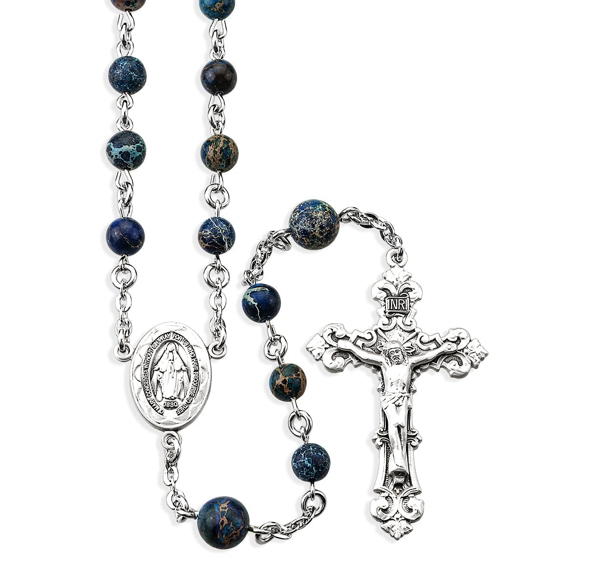 8mm Round Genuine Imperial Jade Blue Beads | Catholic Rosary Beads