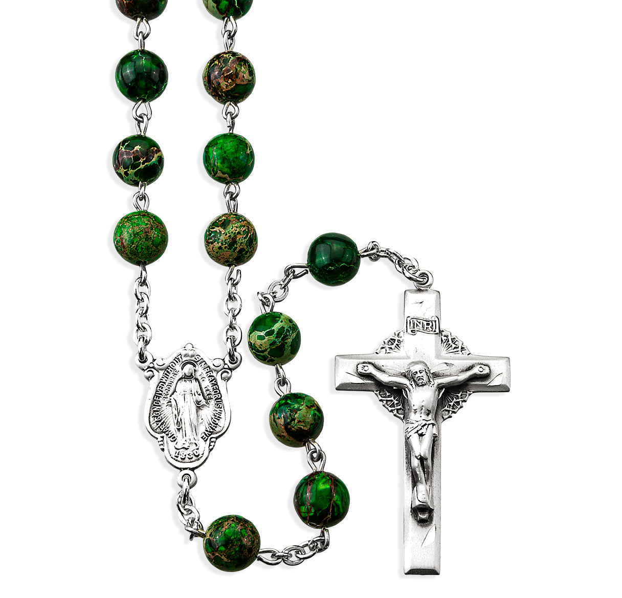 8mm Genuine Imperial Jade Sterling Rosary | .925 Silver