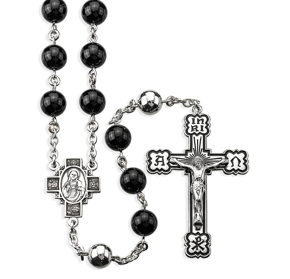 Genuine Onyx Sterling Silver Rosary | .925 Silver