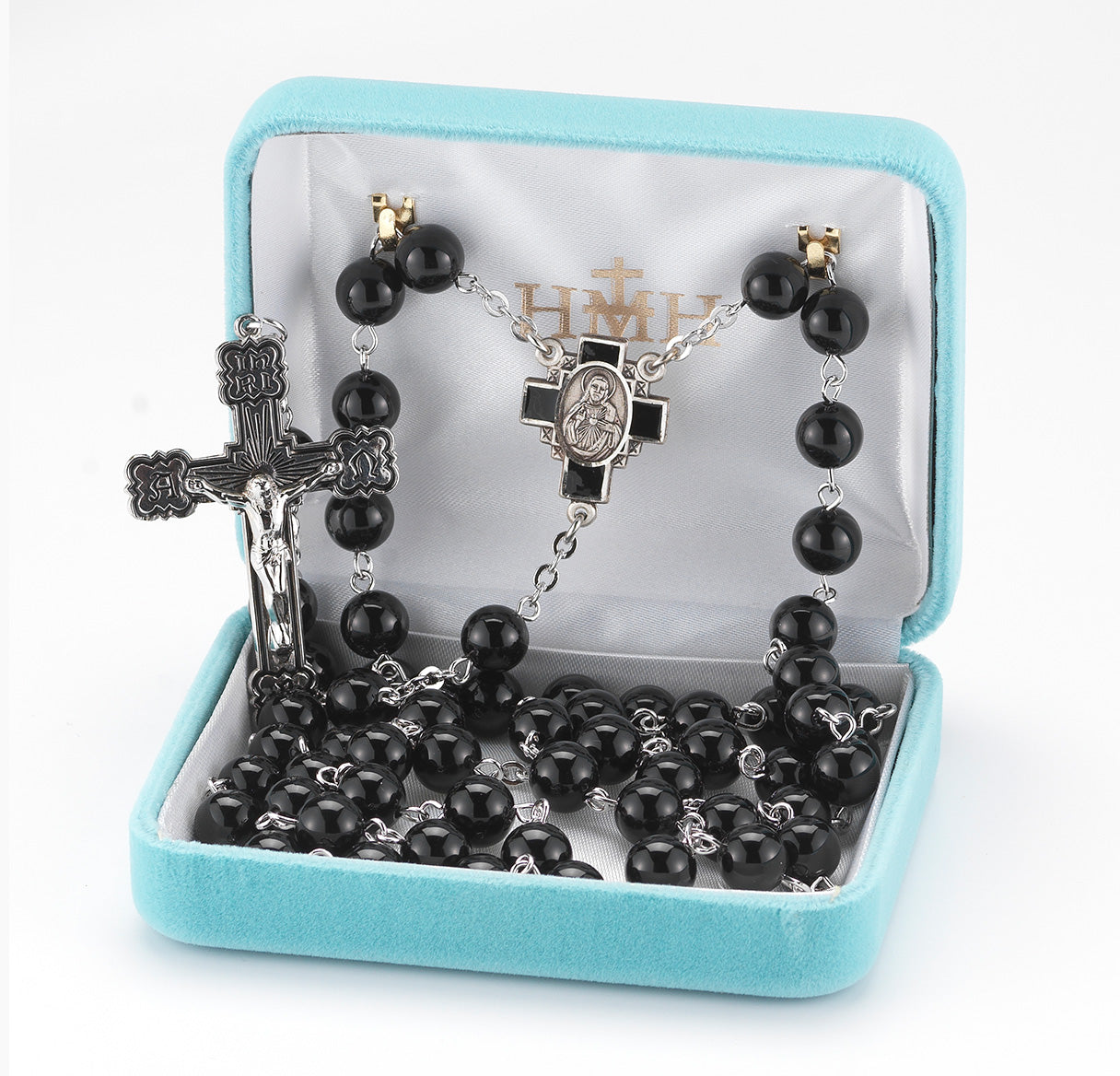 Genuine Onyx Sterling Silver Rosary | .925 Silver