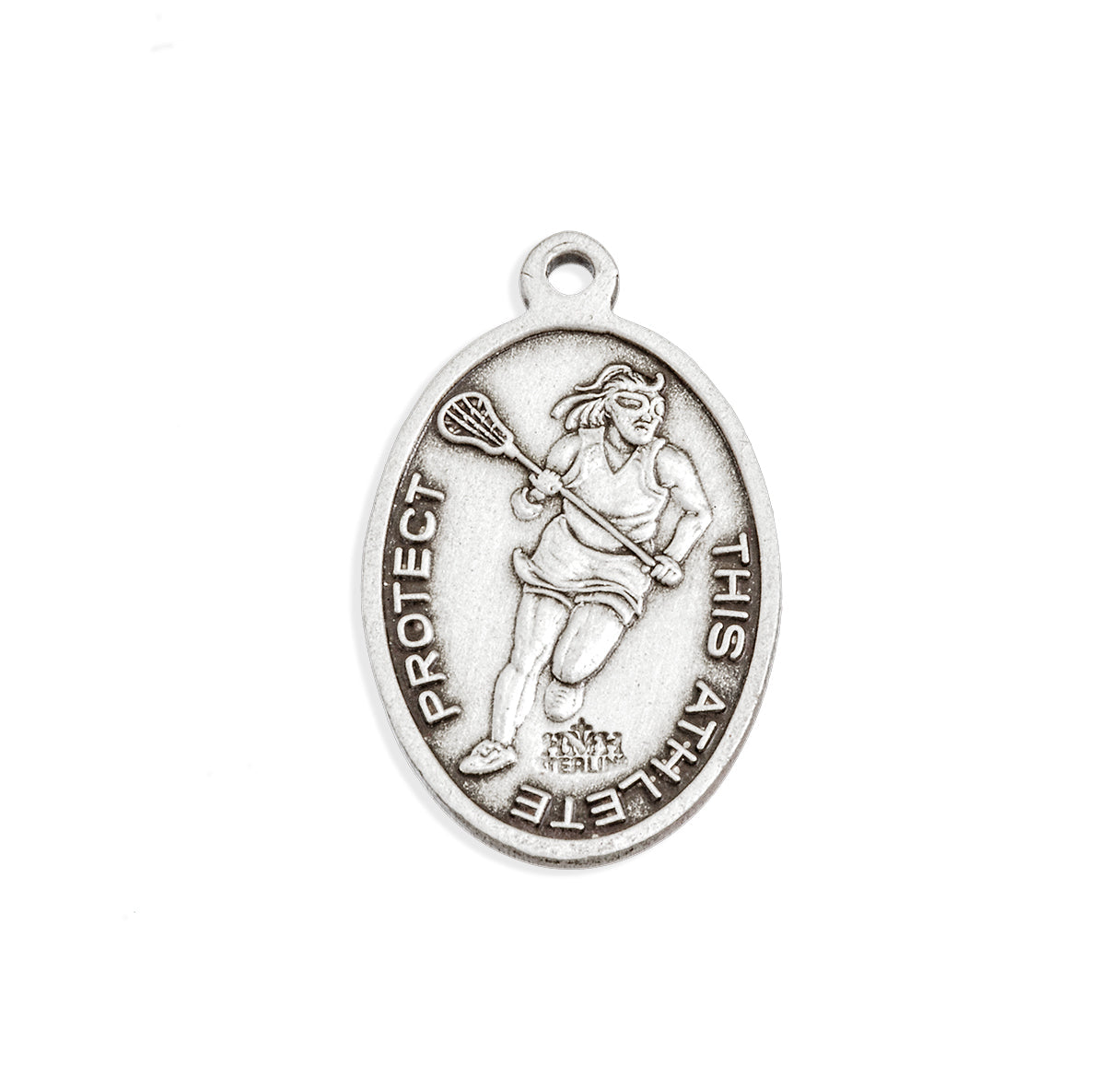 Saint Sebastian Oval Sterling Silver Female Swimming Athlete Medal Pendant with Chain | .925 Silver