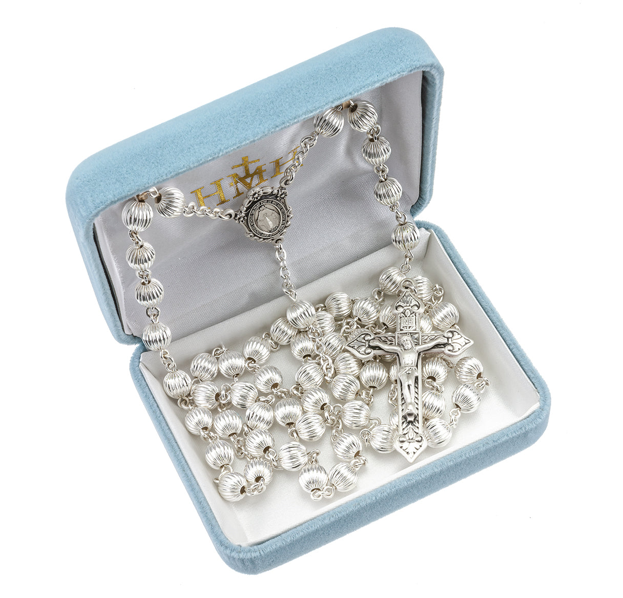 6mm Straight Corrugated Sterling Silver Rosary | .925 Silver
