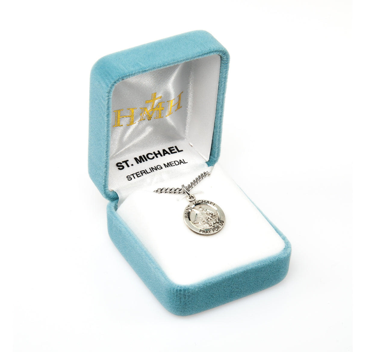 Patron Saint Michael Round Sterling Silver Medal Pendant with Chain | .925 Silver