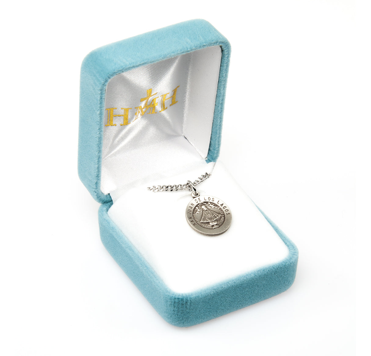 Virgin De San Juan Round Sterling Silver Medal Pendant with Chain | .925 Silver