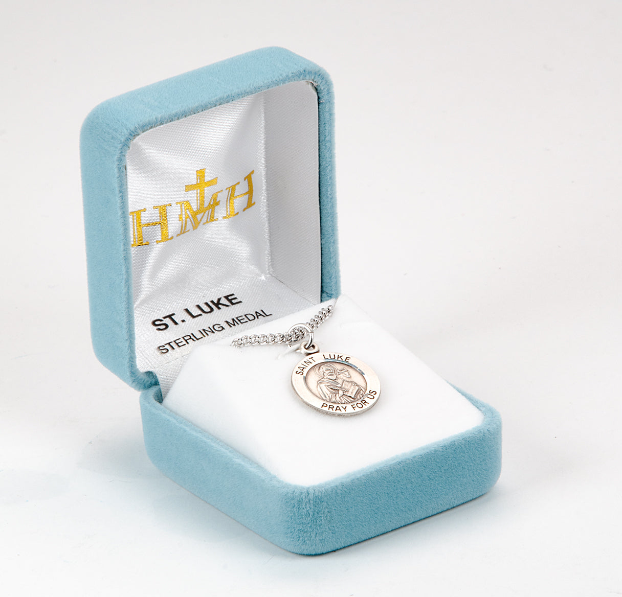 Patron Saint Luke Round Sterling Silver Medal Pendant with Chain | .925 Silver