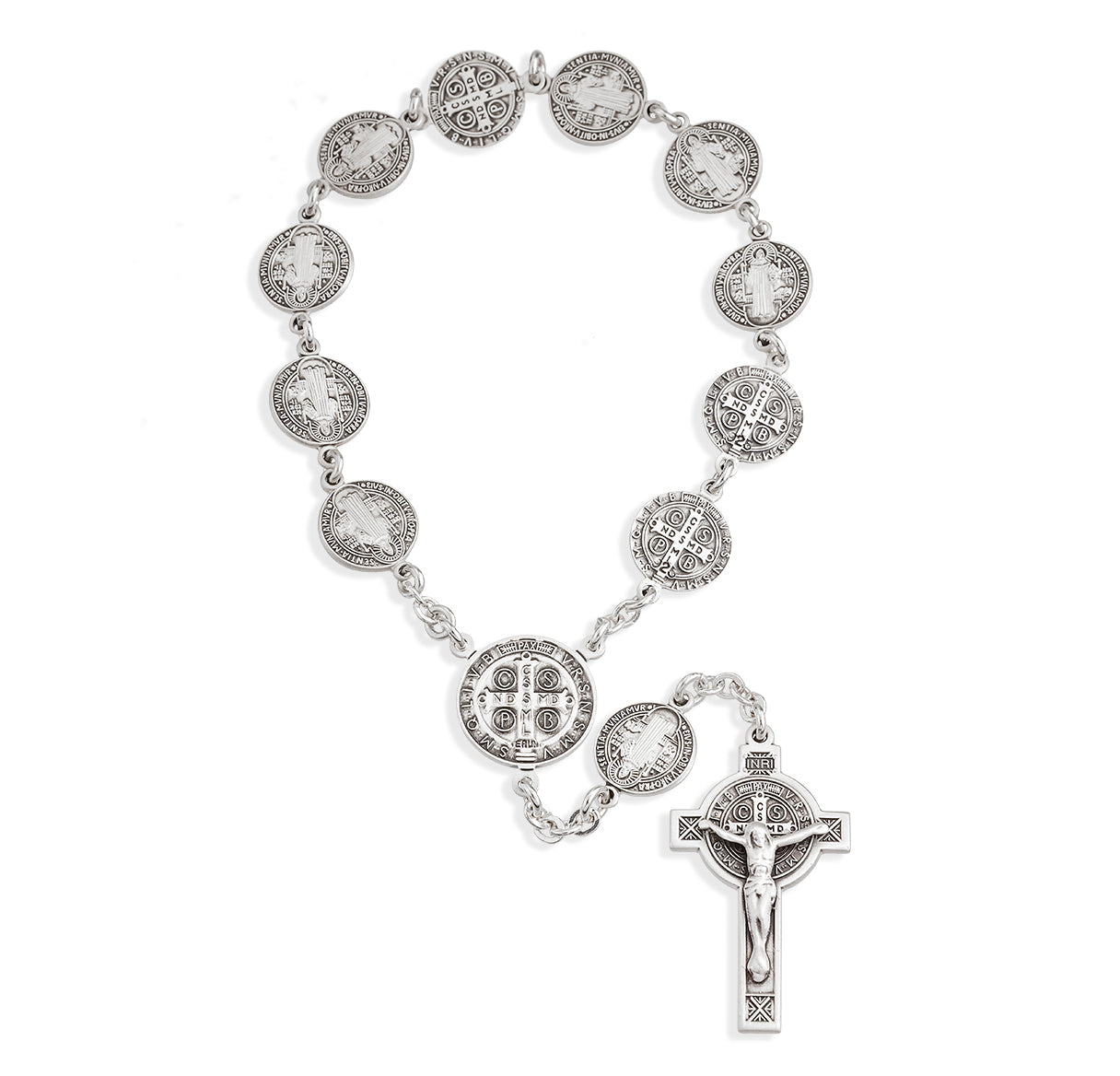 Single Decade Saint Benedict Sterling Silver One Decade Rosary | .925 Silver