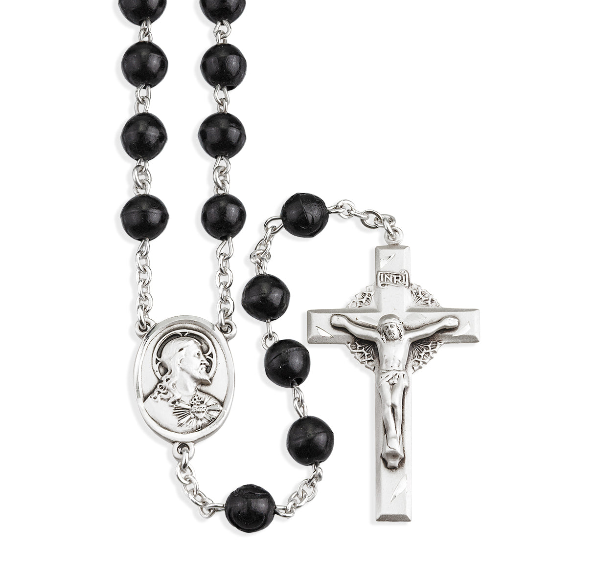 7mm Genuine Black Round Cocoa Bead Sterling Silver Rosary | .925 Silver