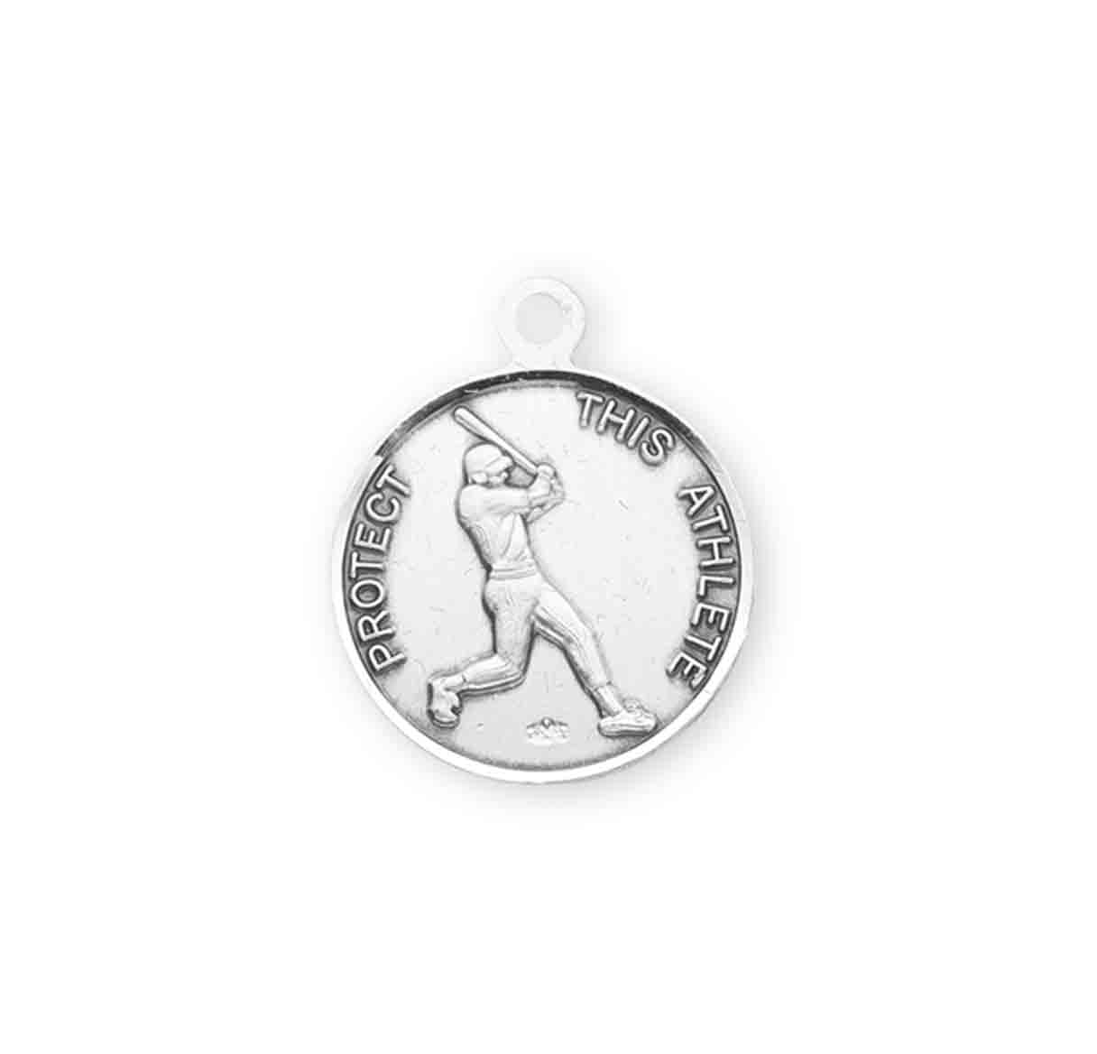 Saint Rita Sterling Silver Baseball Medal Pendant with Chain | .925 Silver