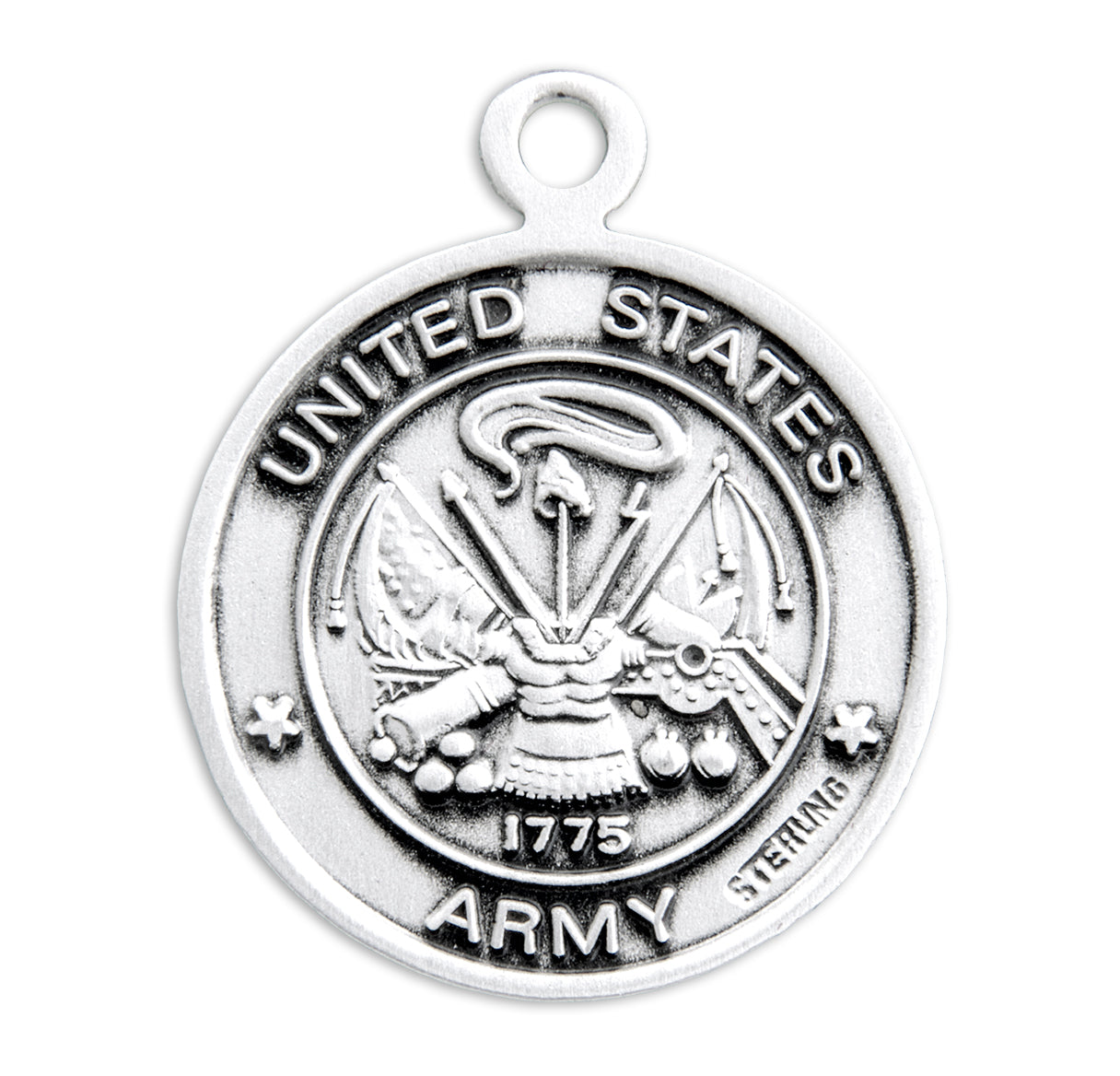 Sterling Silver Army Medal with St. Christopher on Reverse Side Necklace | .925 Silver