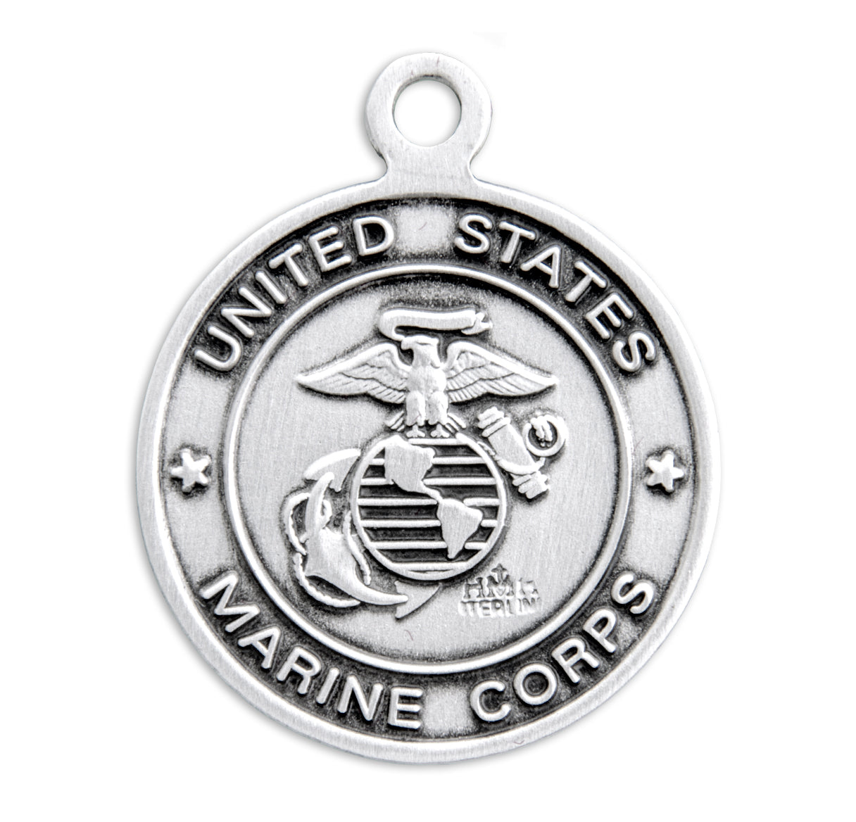 Sterling Silver Marines Medal with St. Christopher on Reverse Side Necklace | .925 Silver