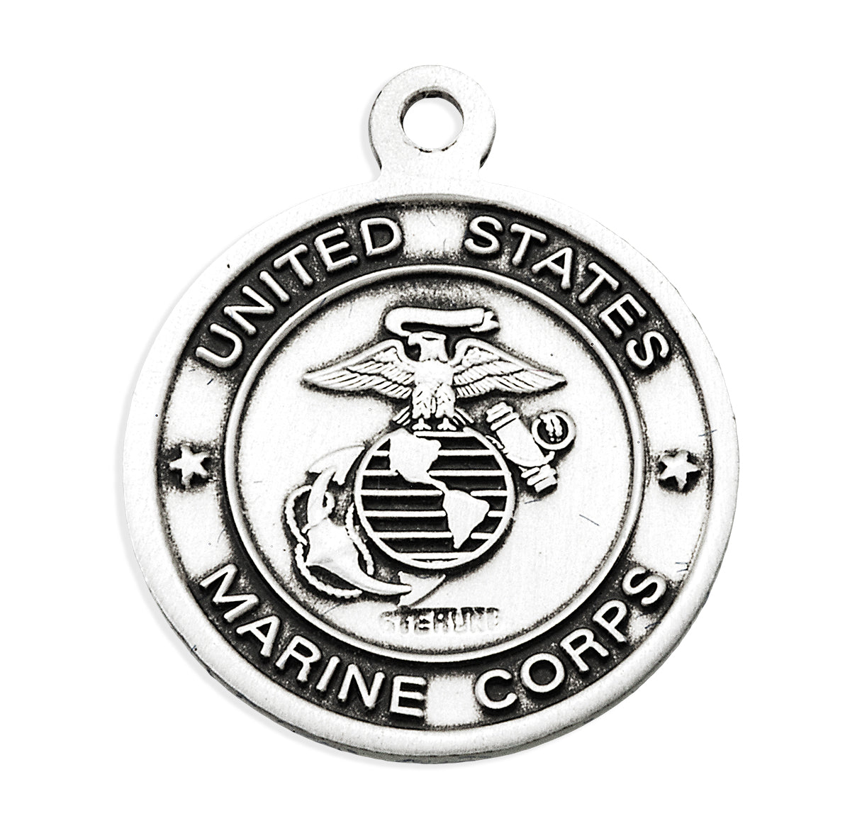 Sterling Silver Marines Medal with St. Michael on Reverse Side Necklace | .925 Silver