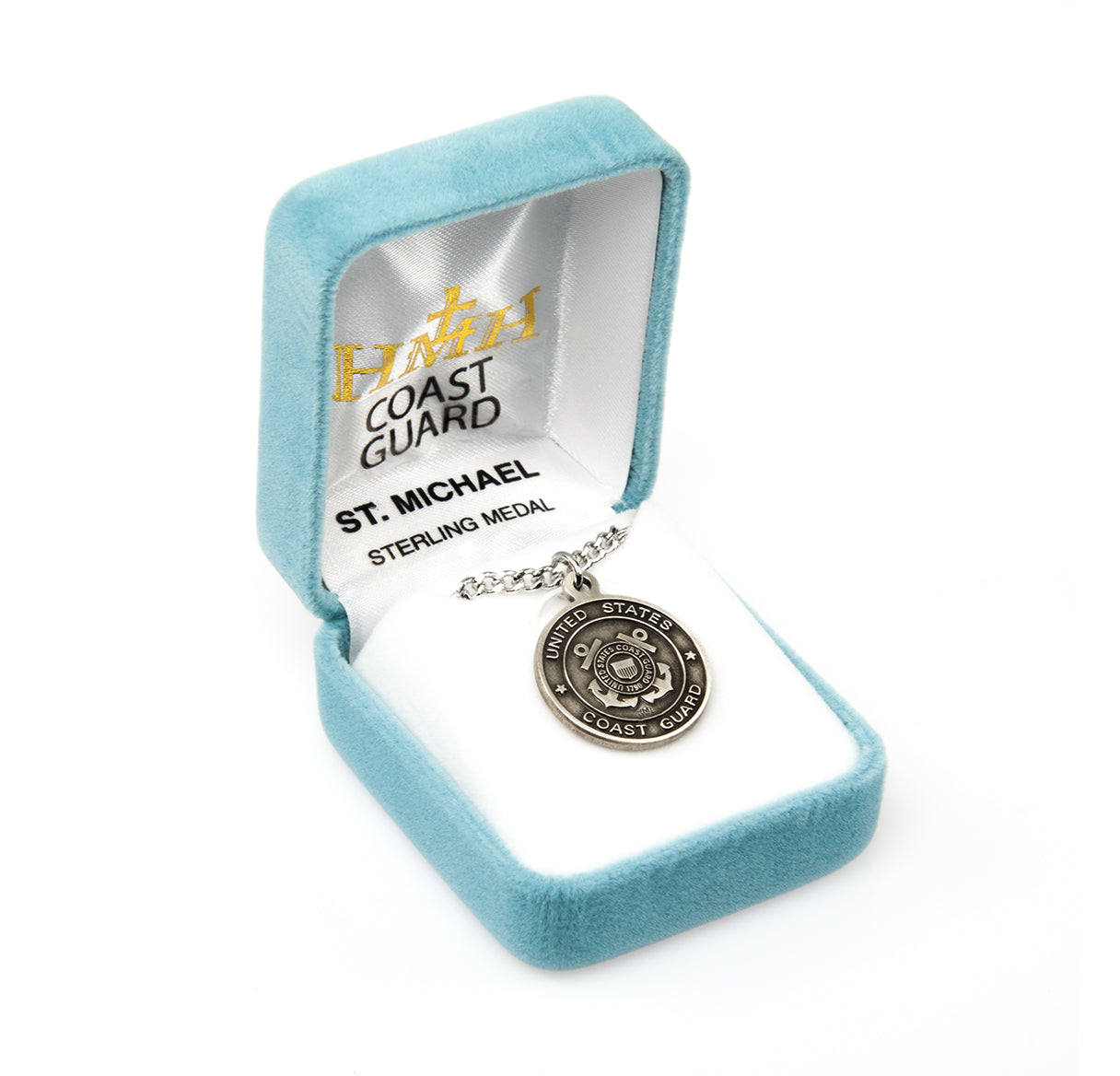 Sterling Silver Coast Guard Medal with St. Michael on Reverse Side Necklace | .925 Silver