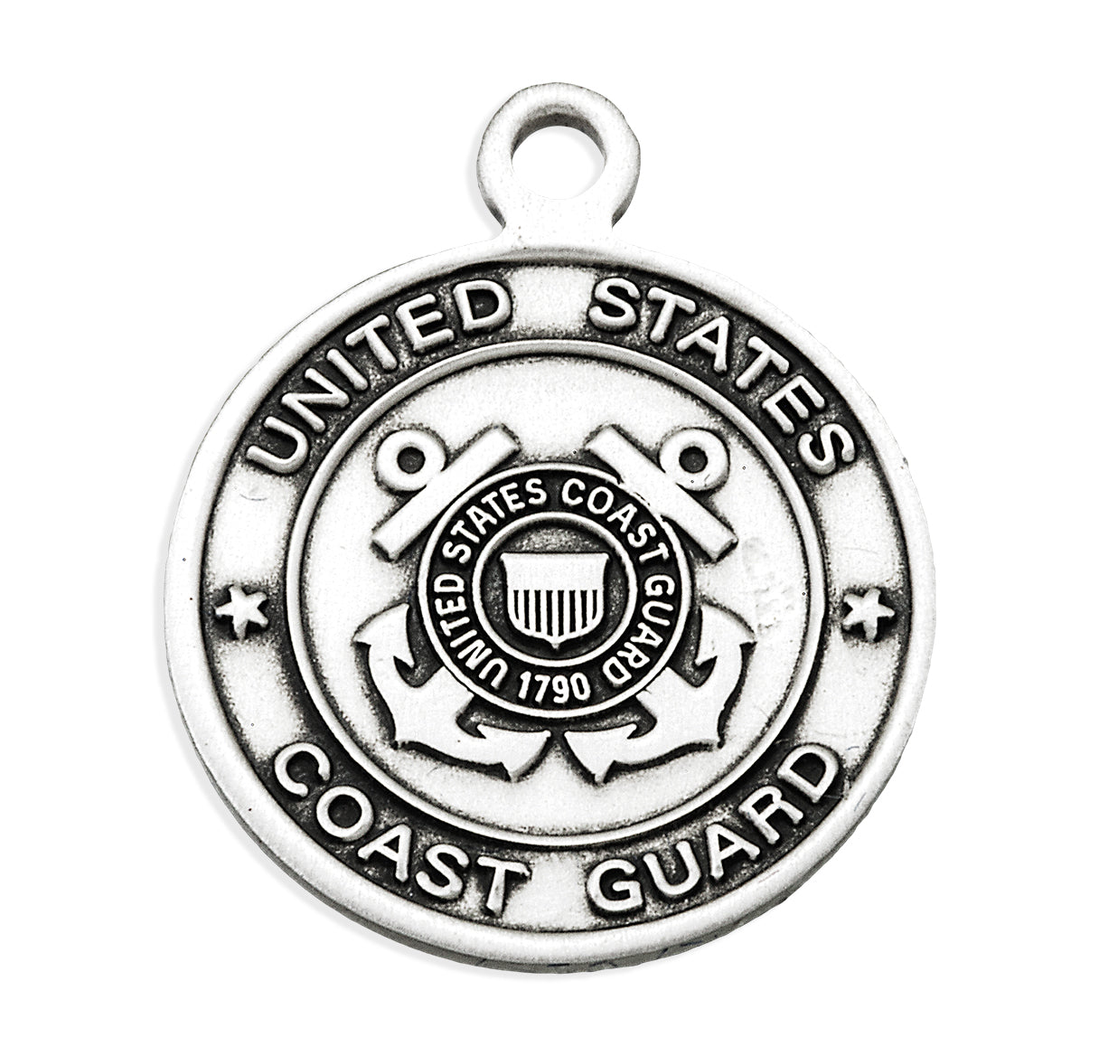 Sterling Silver Coast Guard Medal with St. Michael on Reverse Side Necklace | .925 Silver