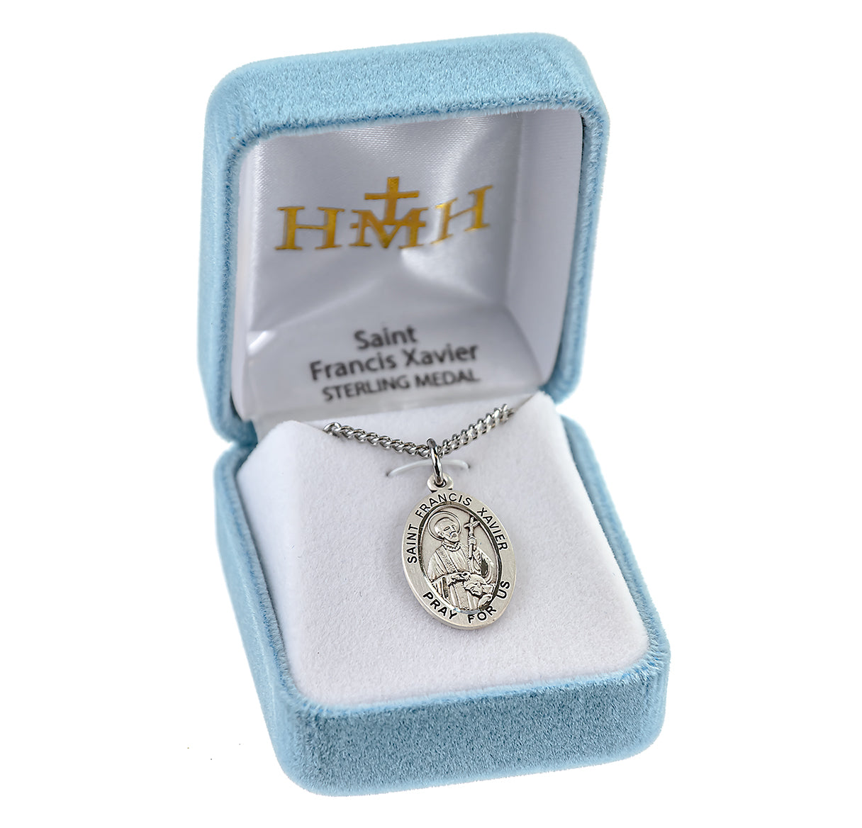 Patron Saint Francis Xavier Oval Sterling Silver Medal Pendant with Chain | .925 Silver