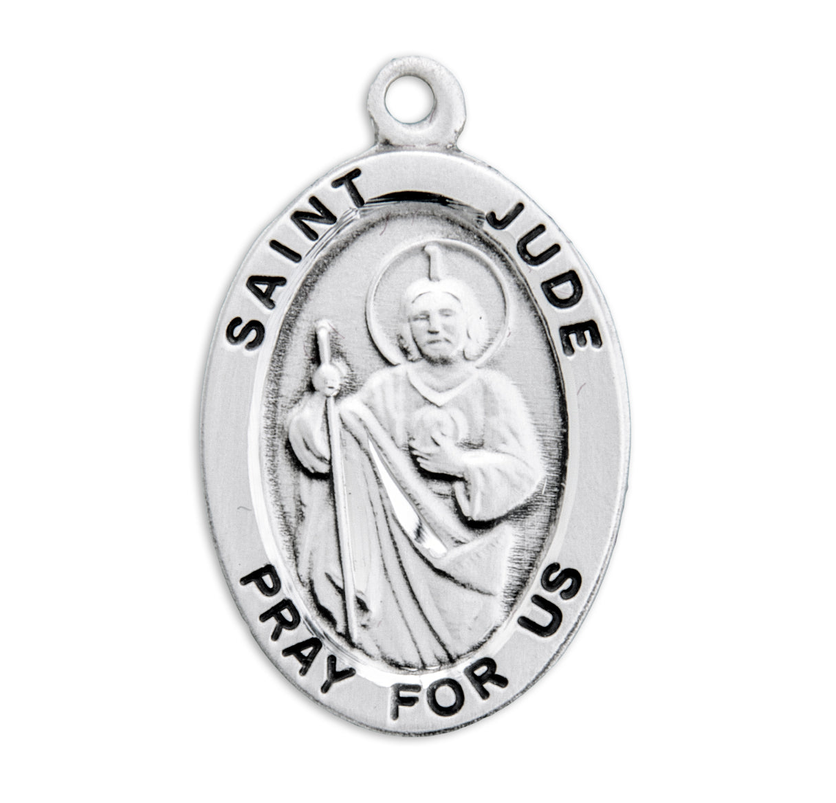 Patron Saint Jude Oval Sterling Silver Medal Pendant with Chain | .925 Silver