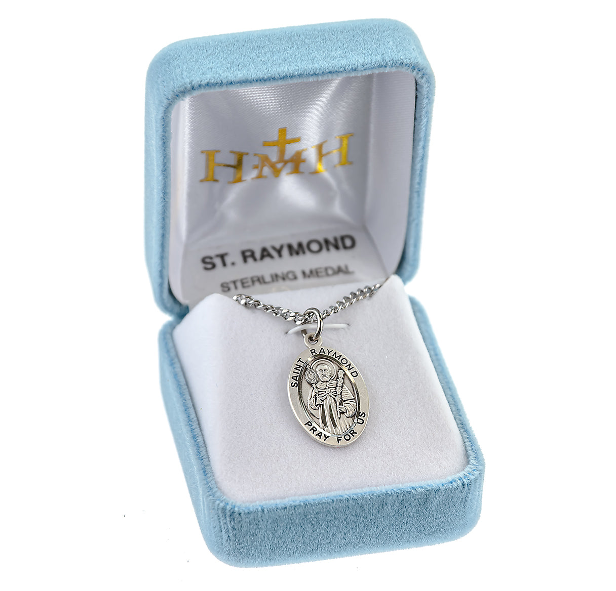 Patron Saint Raymond Oval Sterling Silver Medal Pendant with Chain | .925 Silver