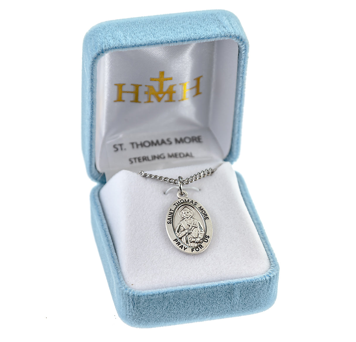 Patron Saint Thomas More Oval Sterling Silver Medal Pendant with Chain | .925 Silver