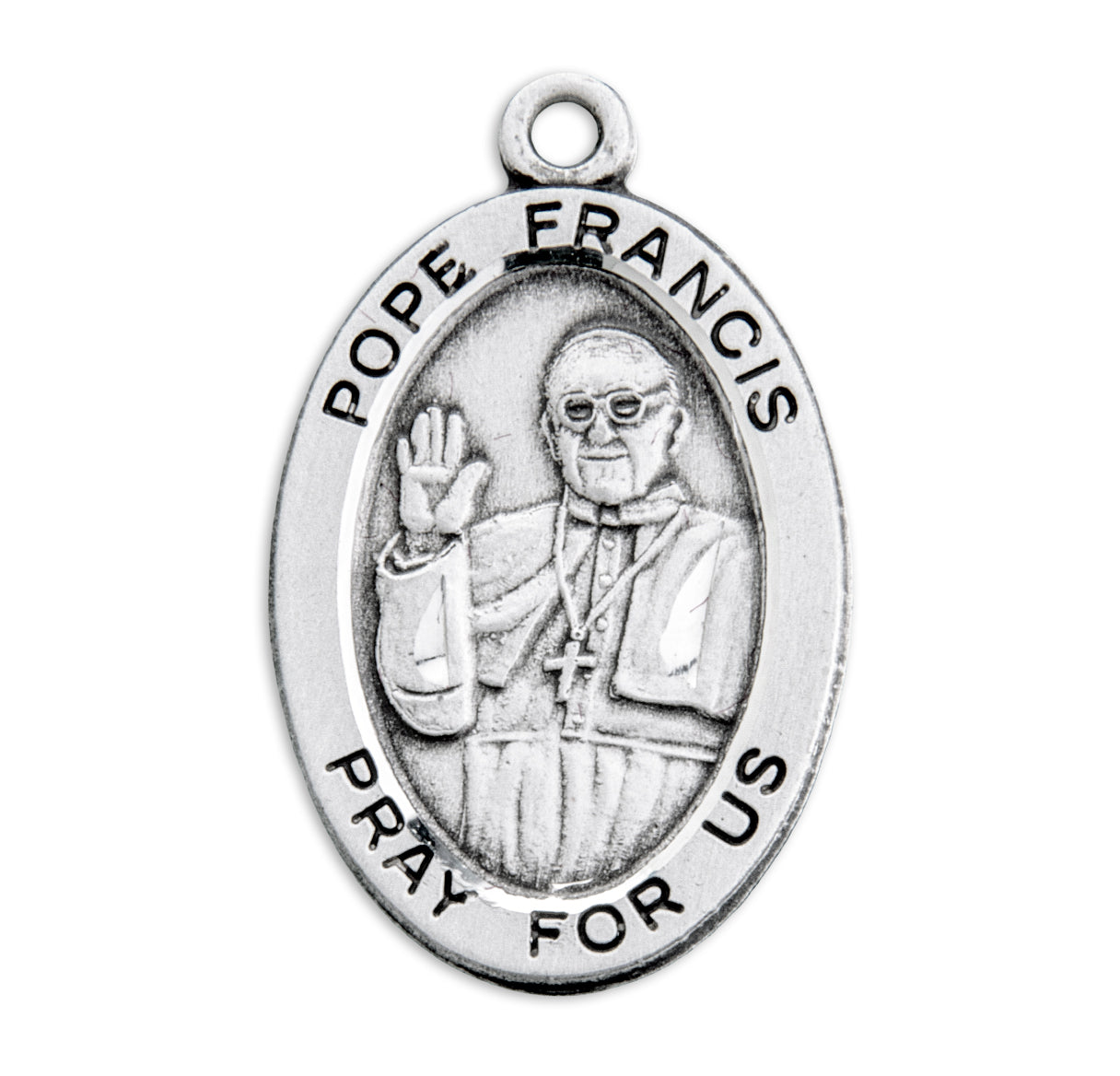 Pope Francis Oval Sterling Silver Medal Pendant with Chain | .925 Silver