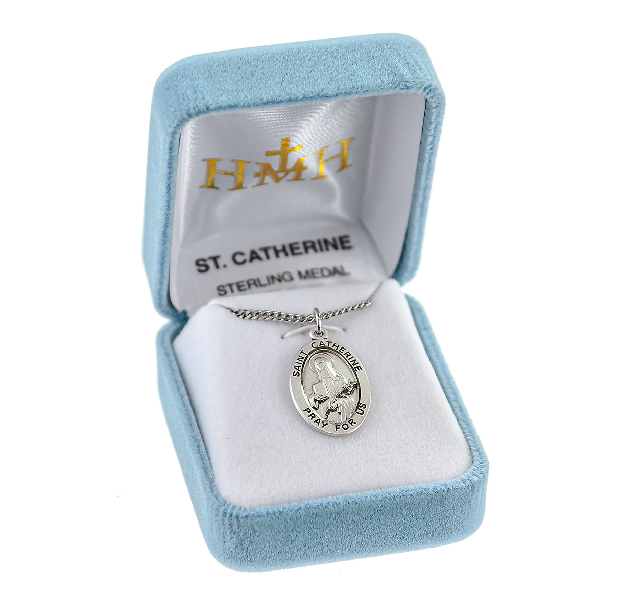 Patron Saint Catherine of Siena Oval Sterling Silver Medal Pendant with Chain | .925 Silver
