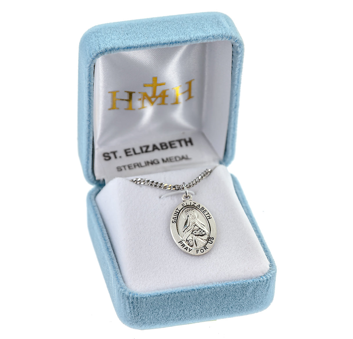 Patron Saint Elizabeth Oval Sterling Silver Medal Pendant with Chain | .925 Silver