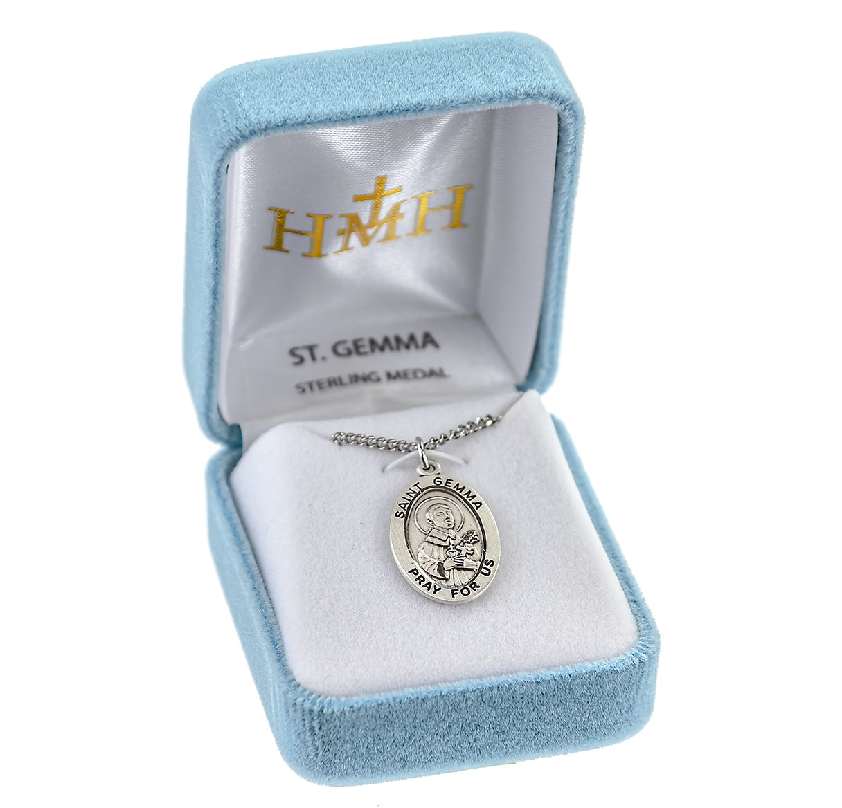 Patron Saint Gemma Oval Sterling Silver Medal Pendant with Chain | .925 Silver