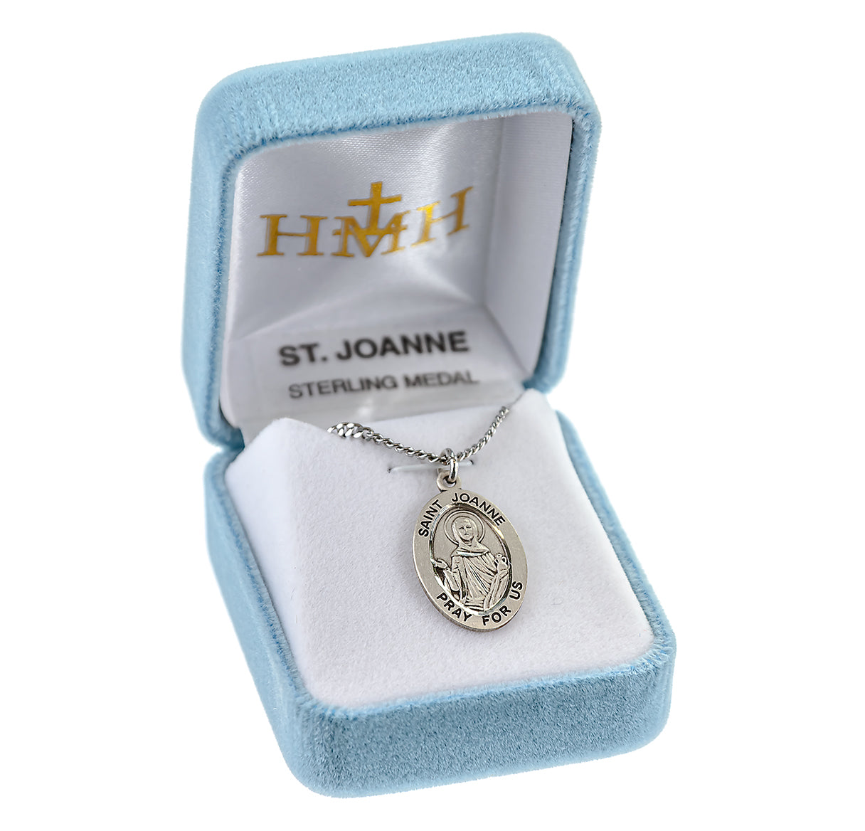 Patron Saint Joanne Oval Sterling Silver Medal Pendant with Chain | .925 Silver