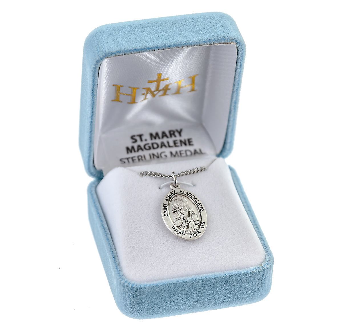 Patron Saint Mary Magdalene Oval Sterling Silver Medal Pendant with Chain | .925 Silver