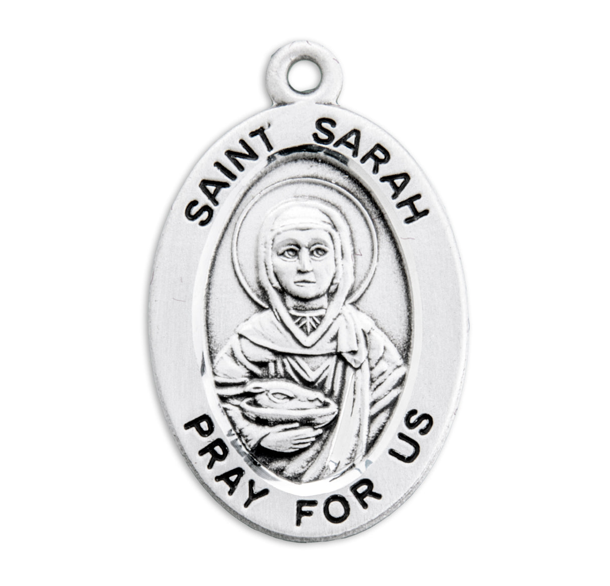 Patron Saint Sarah Oval Sterling Silver Medal Pendant with Chain | .925 Silver