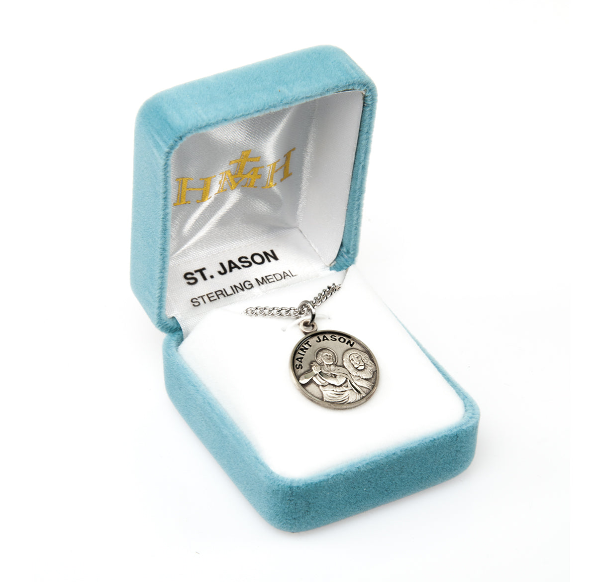 Patron Saint Jason Round Sterling Silver Medal Pendant with Chain | .925 Silver