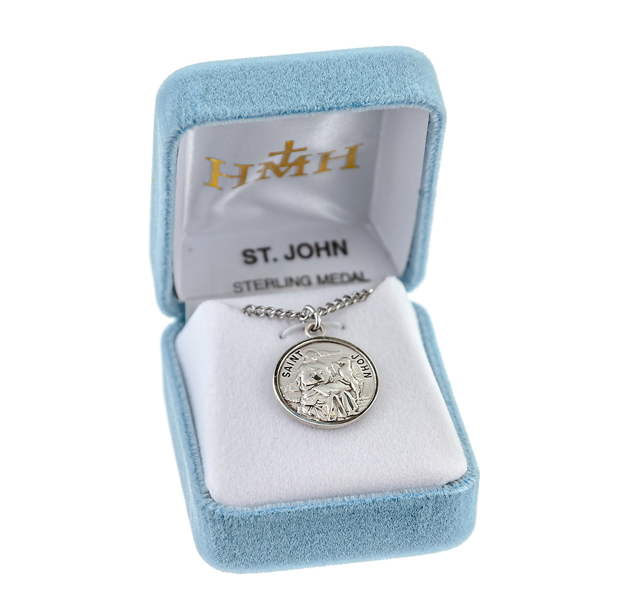 Patron Saint John the Evangelist Round Sterling Silver Medal Pendant with Chain | .925 Silver