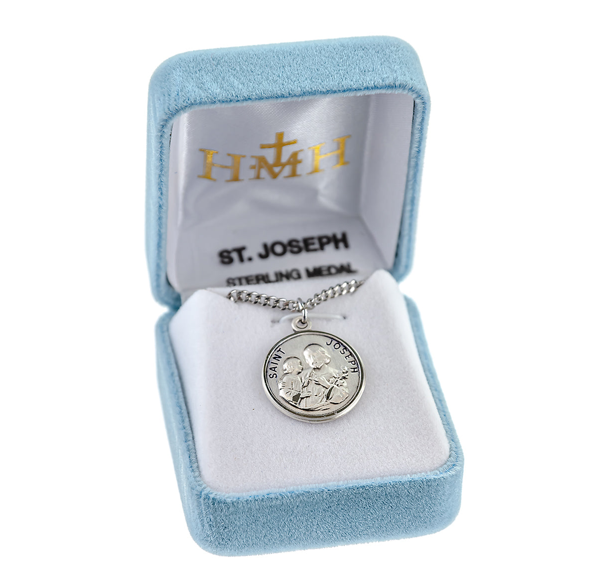Patron Saint Joseph Oval Sterling Silver Medal Pendant with Chain | .925 Silver