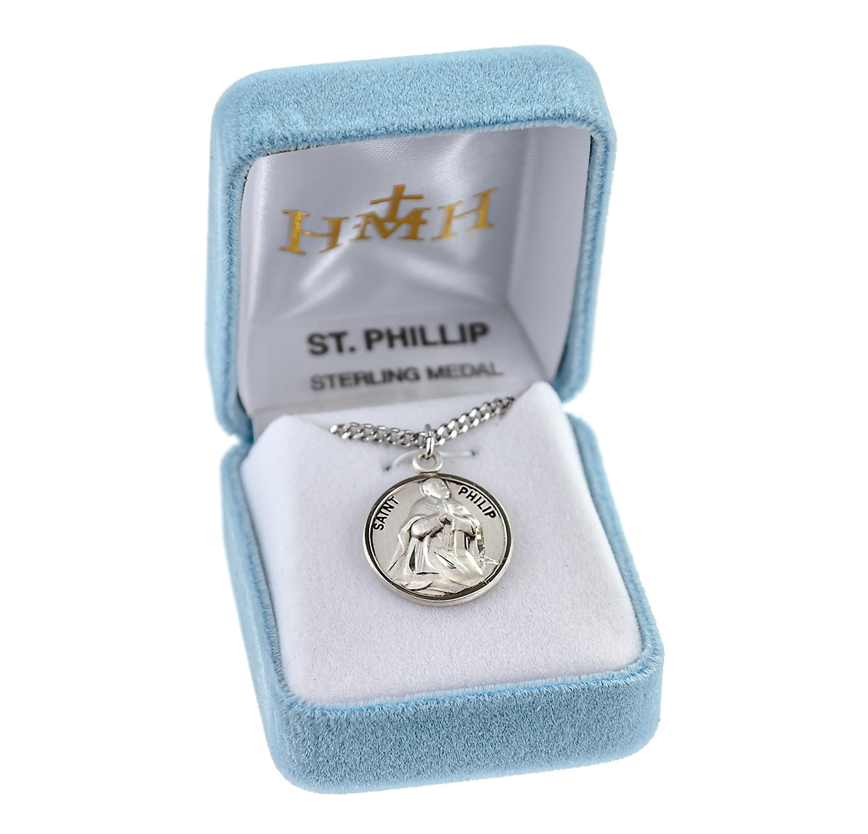 Patron Saint Philip Round Sterling Silver Medal Pendant with Chain | .925 Silver