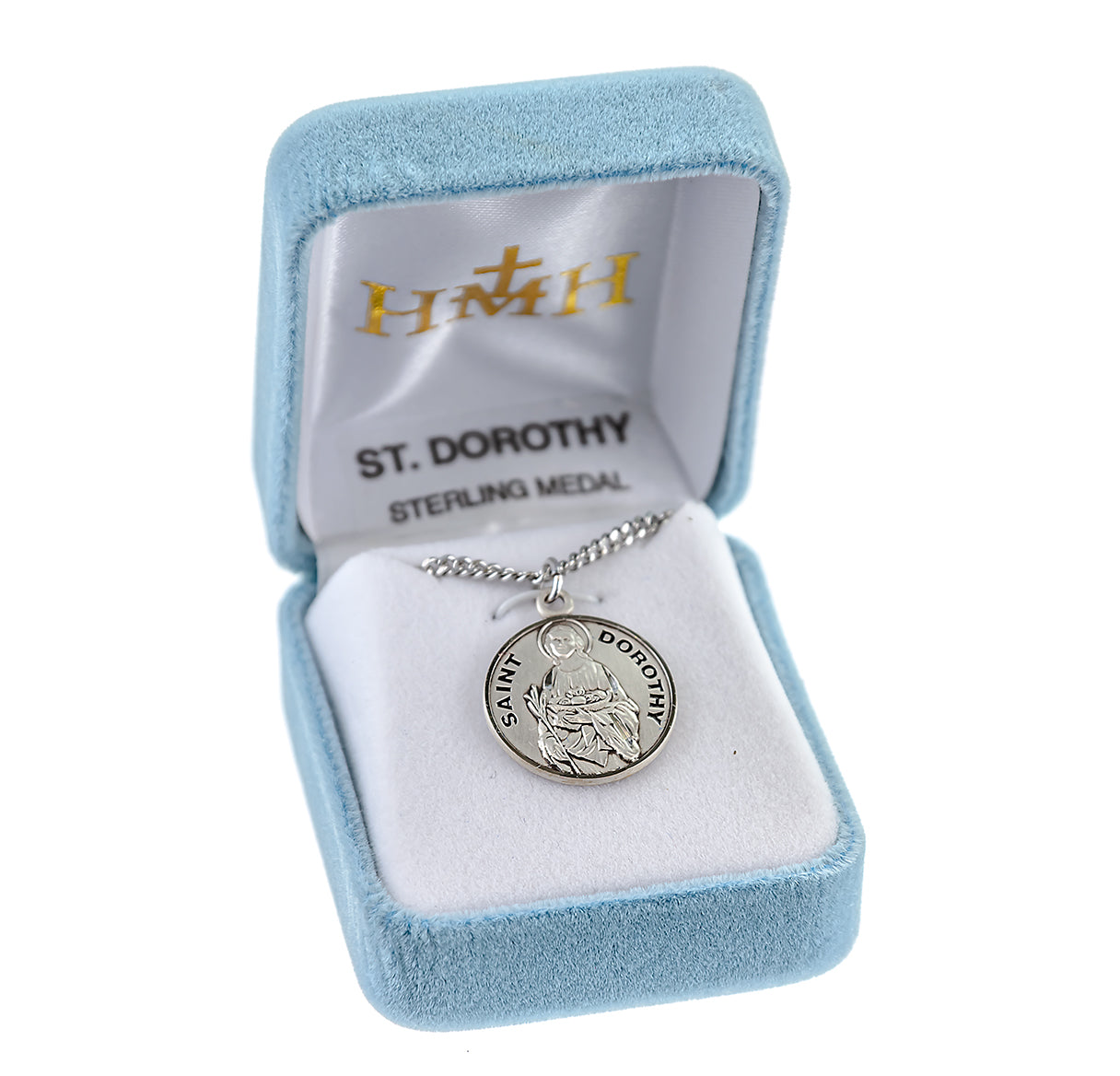 Patron Saint Dorothy Round Sterling Silver Medal Pendant with Chain | .925 Silver
