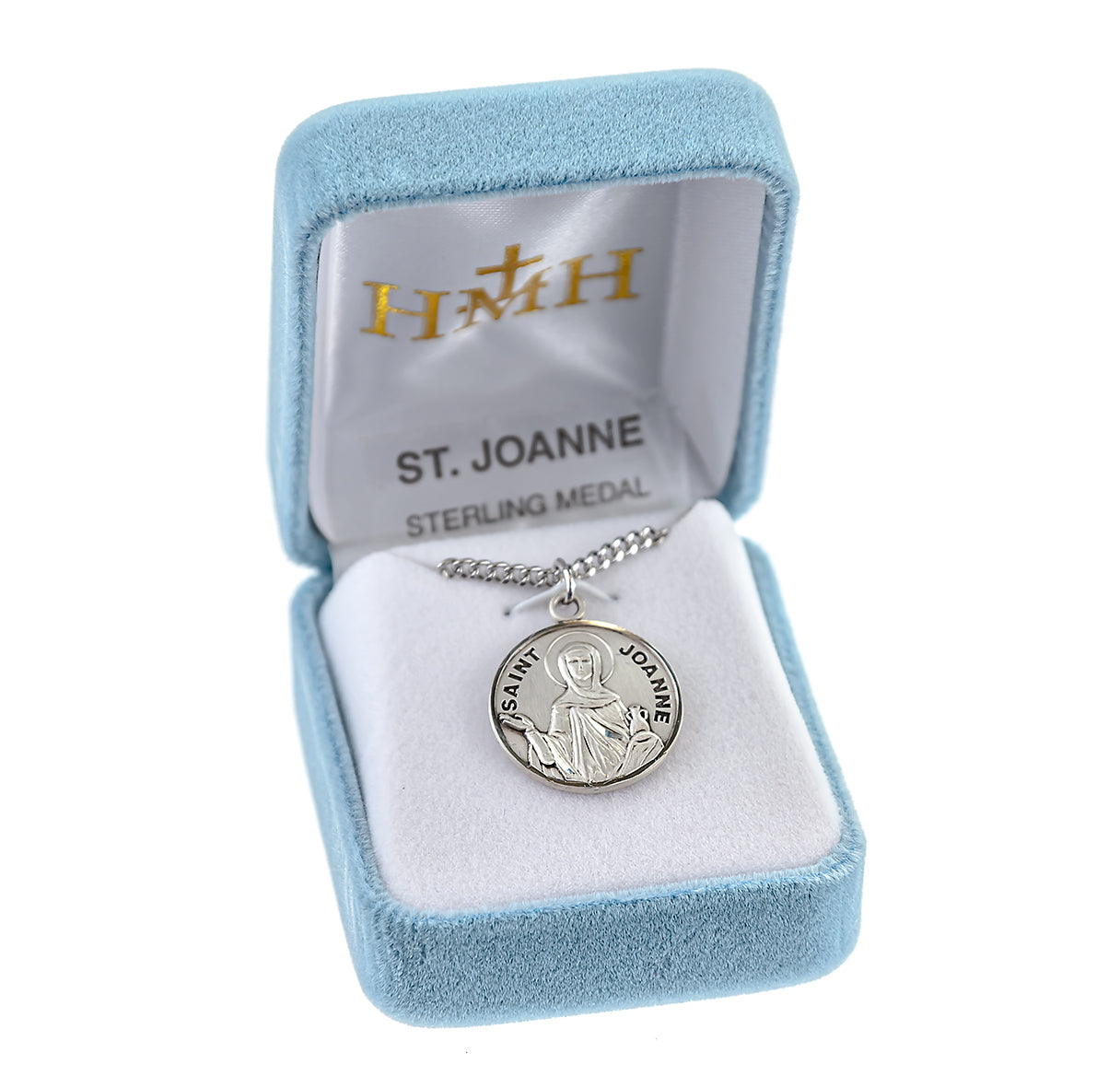 Patron Saint Joanne Round Sterling Silver Medal Pendant with Chain | .925 Silver