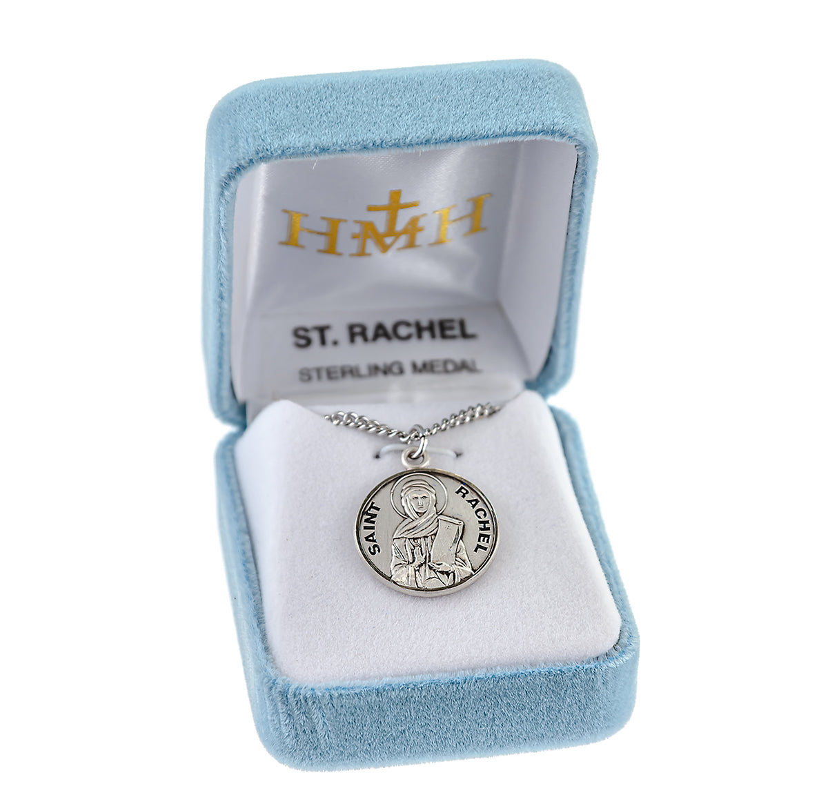 Patron Saint Rachel Round Sterling Silver Medal Pendant with Chain | .925 Silver