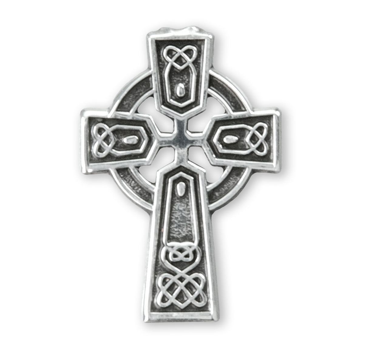 Sterling Silver Irish Celtic Cross Lapel Pin Necklace | .925 Silver