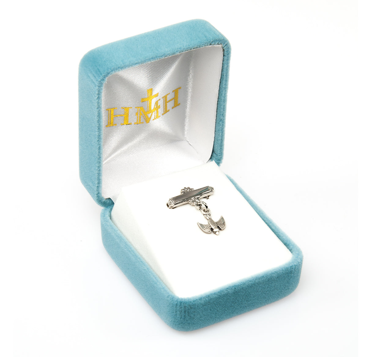 Sterling Silver Baby Holy Spirit Medal on a Bar Pin Necklace | .925 Silver