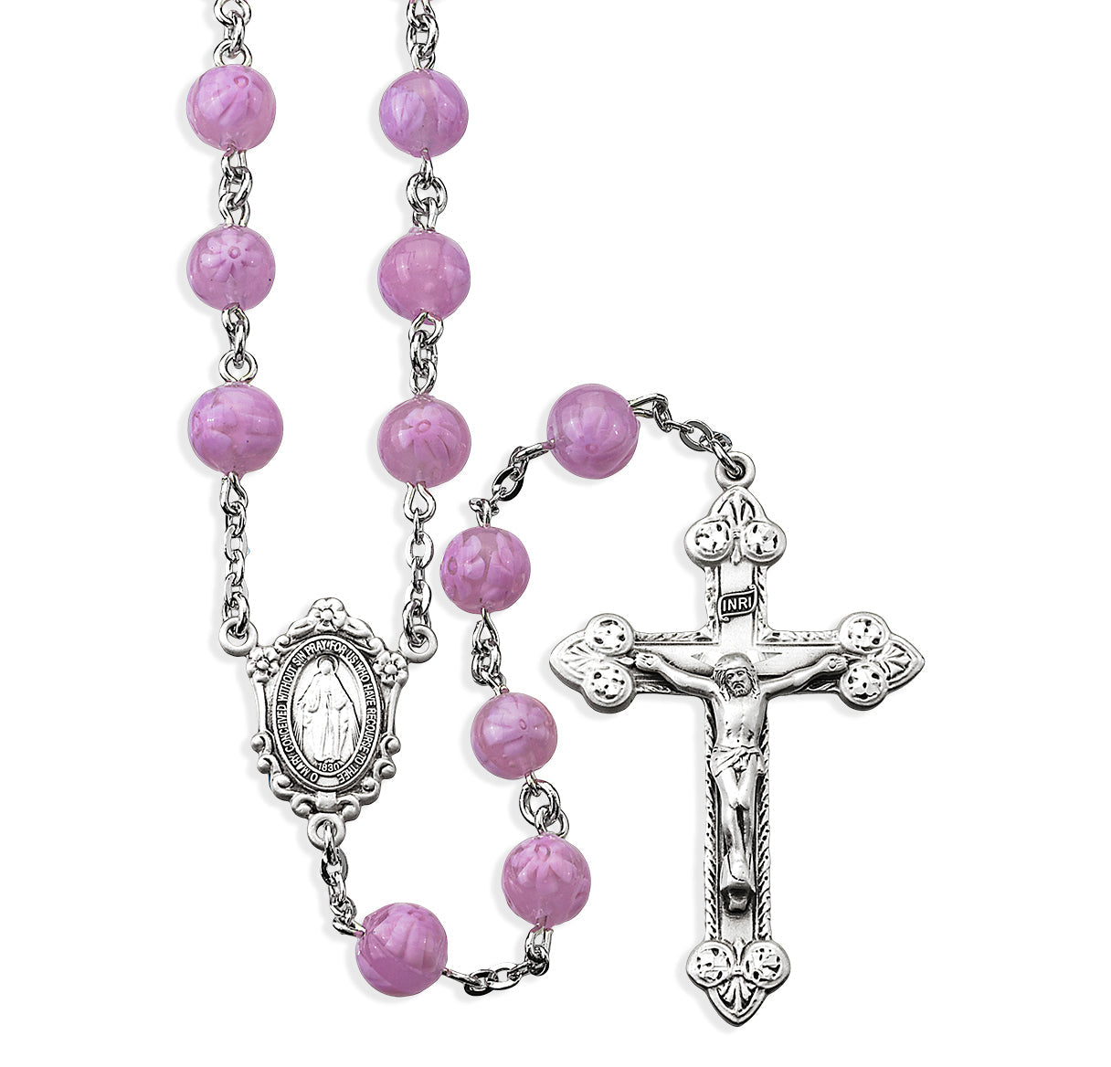 Pink Venetian Glass Flower Rosary | Catholic Rosary