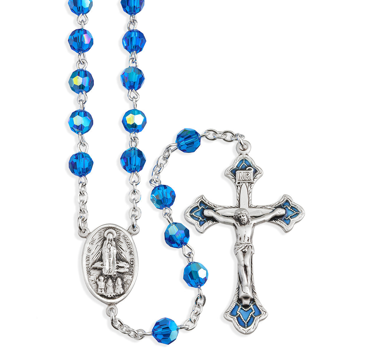 6mm Bermuda Blue Finest Crystal Beads Necklace | Catholic Jewelry